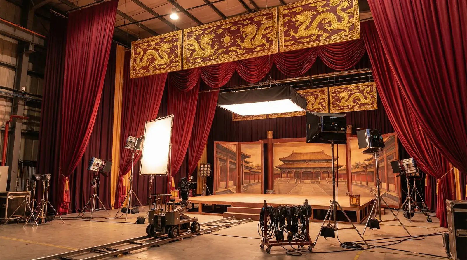 国产精品 - 中国影视基地与龙纹幕布